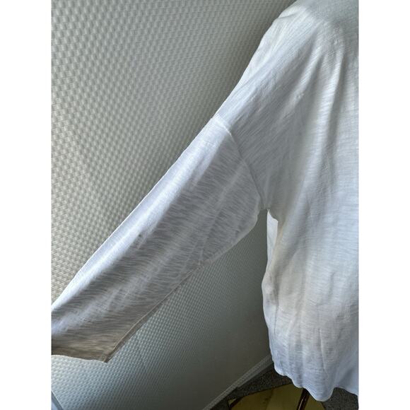 CHICOS Ultimate Tee White V Neck 3/4 Sleeve Cotton Modal High Low Large 2 - Picture 4 of 9